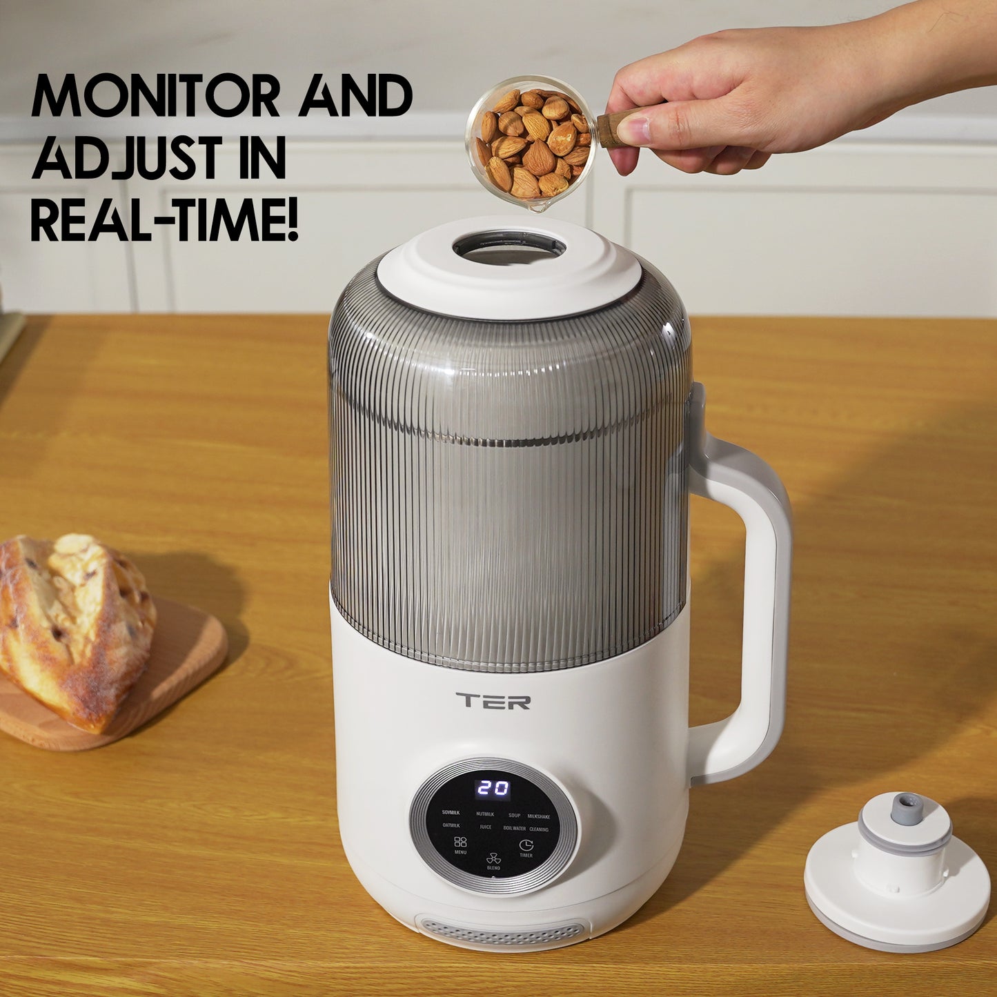 Roll over image to zoom in        2 VIDEOS 10-in-1 Nut Milk Maker, 40oz Blender Homemade Almond, Oat, Soy, Coconut Milk, Juice & Soup, Electric Bean Milk Machine with Delay Start/Auto-Clean/Boil Water/Keep Warm (Black)