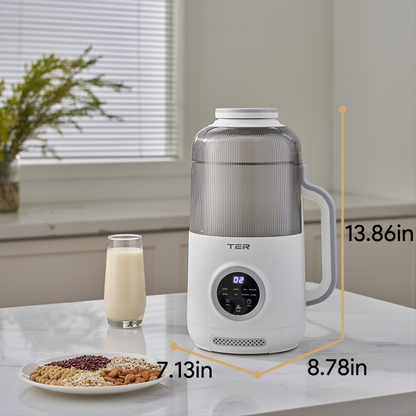 10-in-1 Nut Milk Maker, 40oz Blender Homemade Almond, Oat, Soy, Coconut Milk, Juice & Soup, Electric Bean Milk Machine with Delay Start/Auto-Clean/Boil Water/Keep Warm （White）
