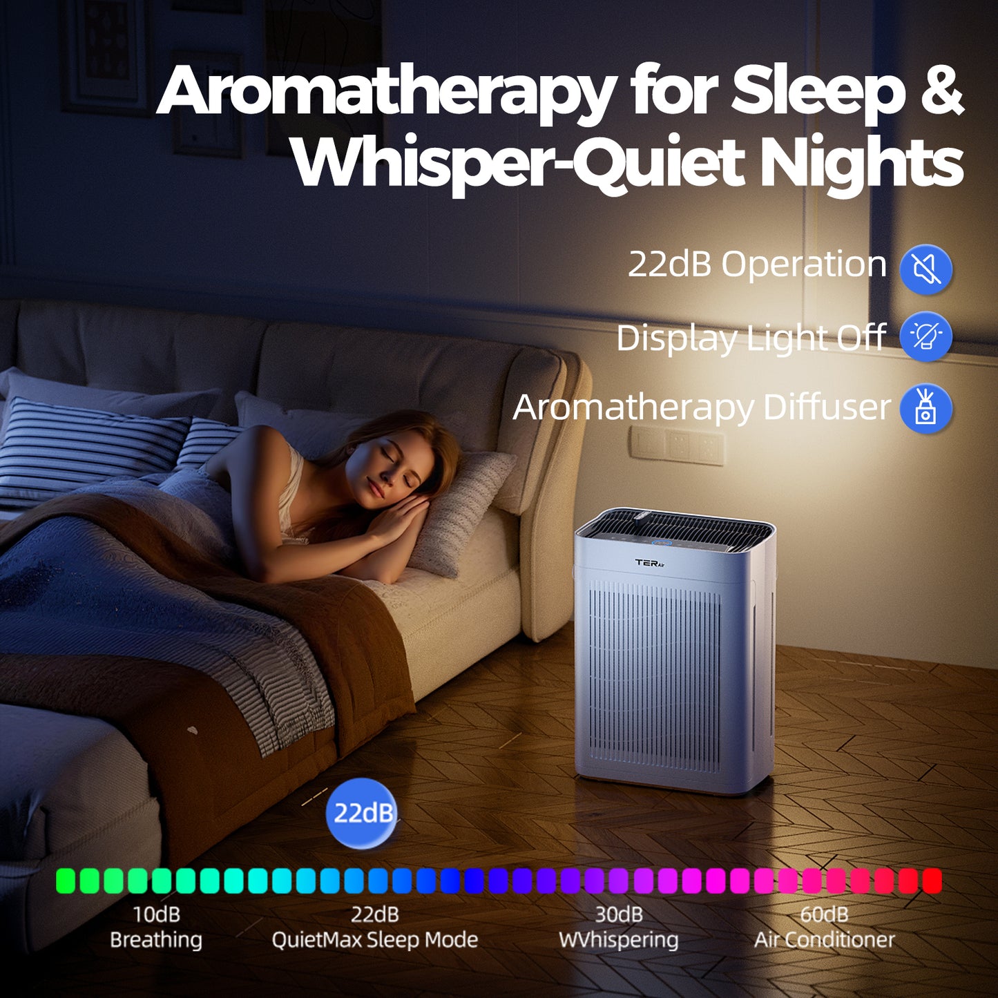 TER AP01 air purifier in bedroom night mode