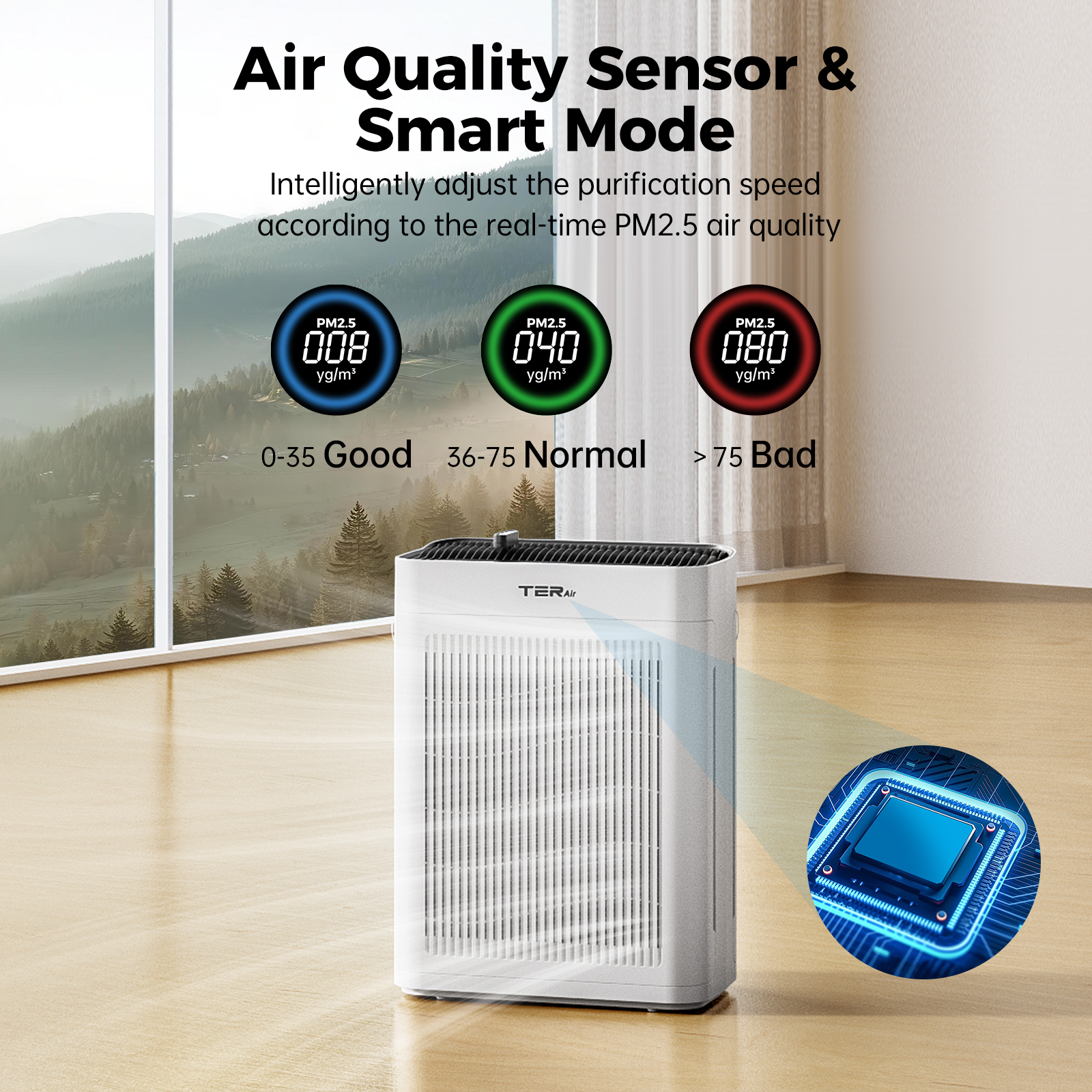 TER AP01 PM2.5 air quality display and touch controls