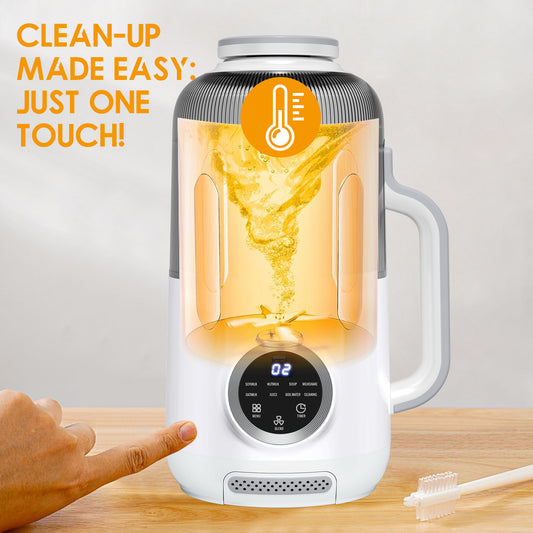 10-in-1 Nut Milk Maker, 40oz Blender Homemade Almond, Oat, Soy, Coconut Milk, Juice & Soup, Electric Bean Milk Machine with Delay Start/Auto-Clean/Boil Water/Keep Warm （White）