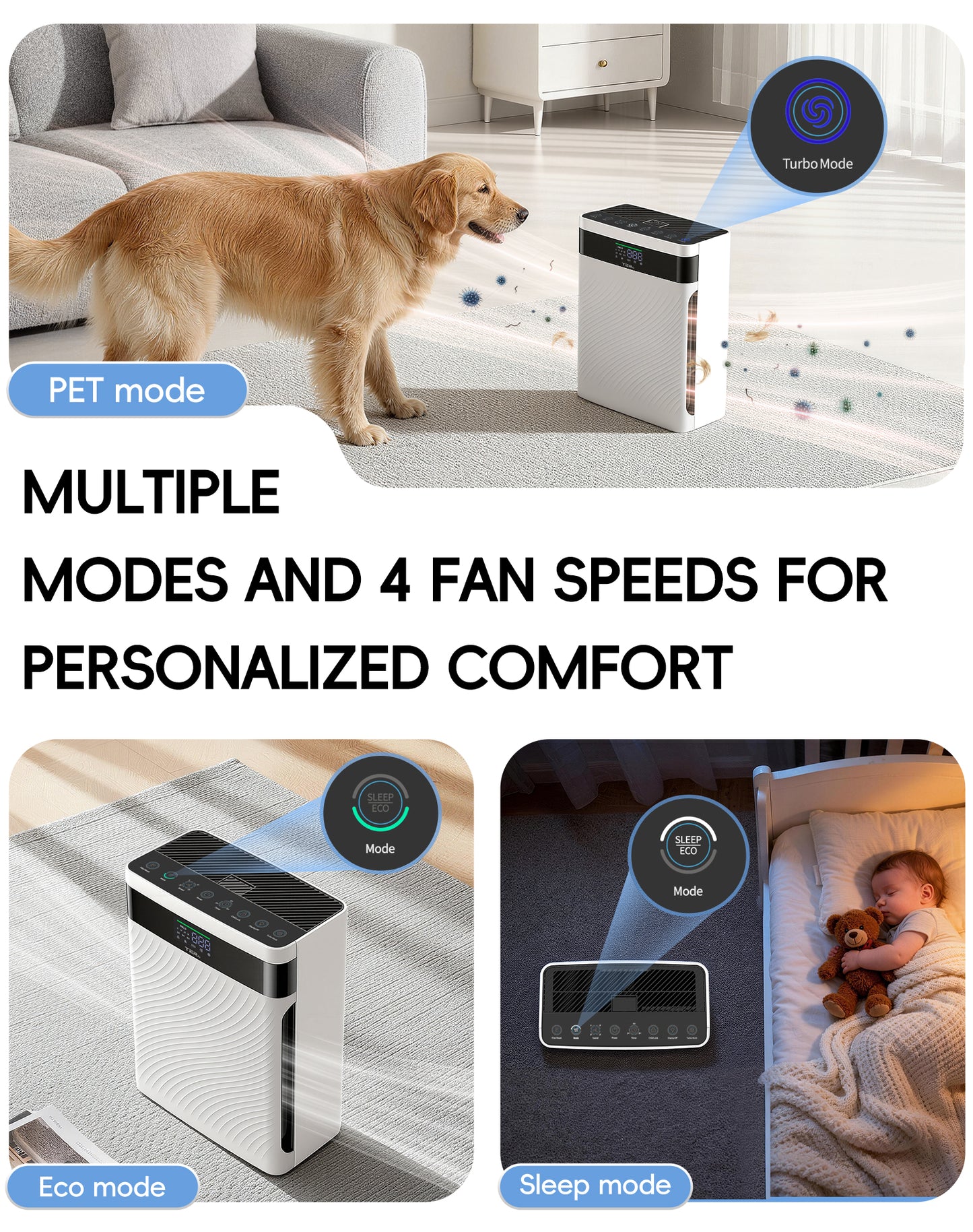 TER AP02 air purifier with child lock and timer