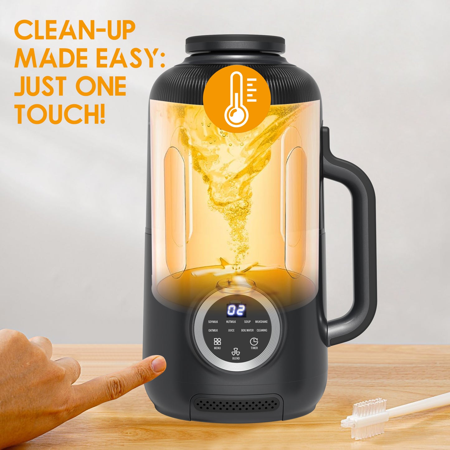 Roll over image to zoom in        2 VIDEOS 10-in-1 Nut Milk Maker, 40oz Blender Homemade Almond, Oat, Soy, Coconut Milk, Juice & Soup, Electric Bean Milk Machine with Delay Start/Auto-Clean/Boil Water/Keep Warm (Black)