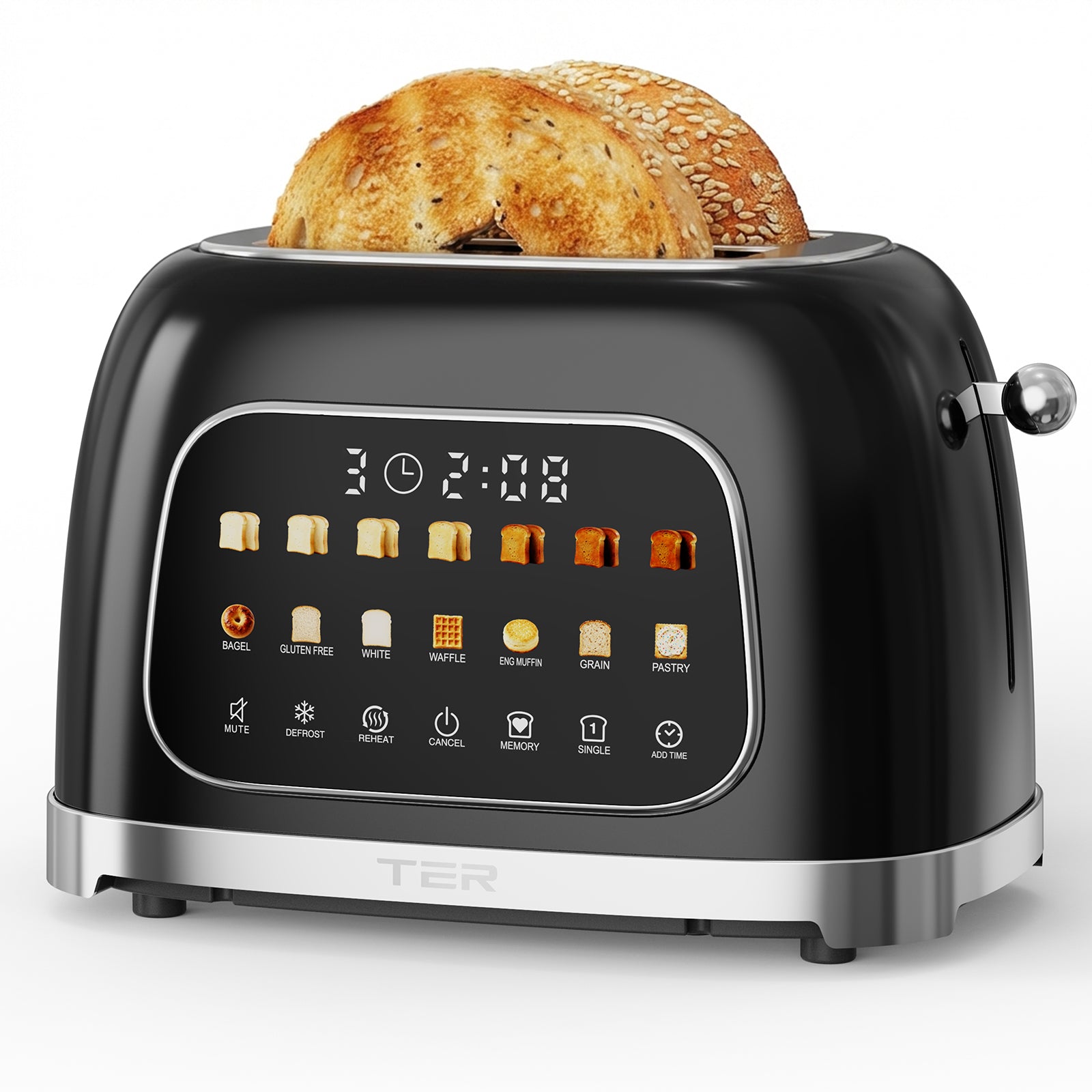 TER touchscreen 2-slice toaster front view