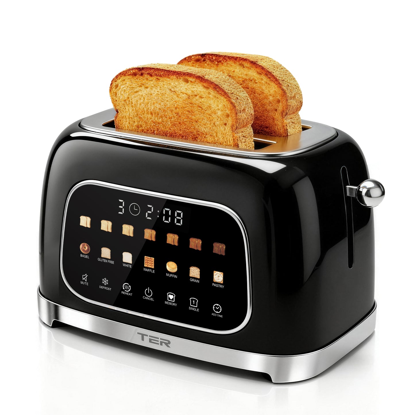 TER Touch Screen 2-Slice Toaster with 7 browning levels and mute mode
