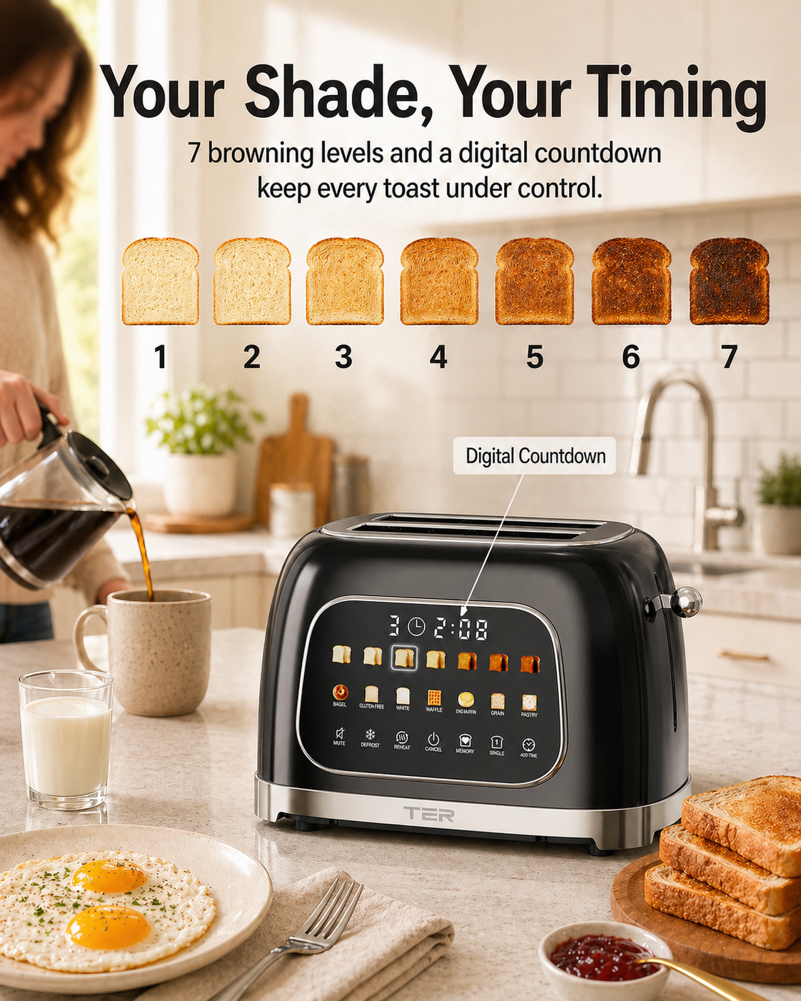 TER toaster with 7 browning levels