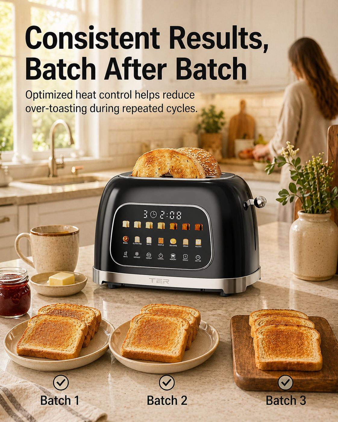 TER touchscreen toaster consistent heating control 